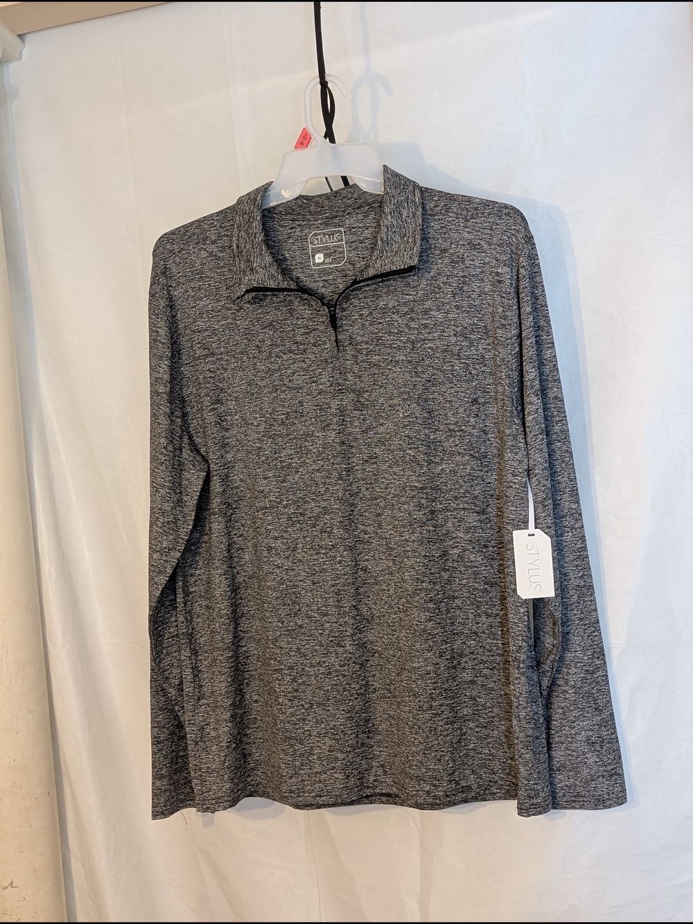 STYLUS Men's Heathered Zip-Neck Pullover - Charcoal Gray